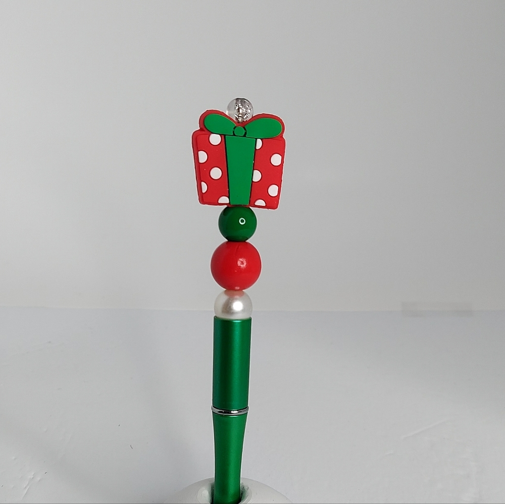Festive Red And Green Christmas Present Pen